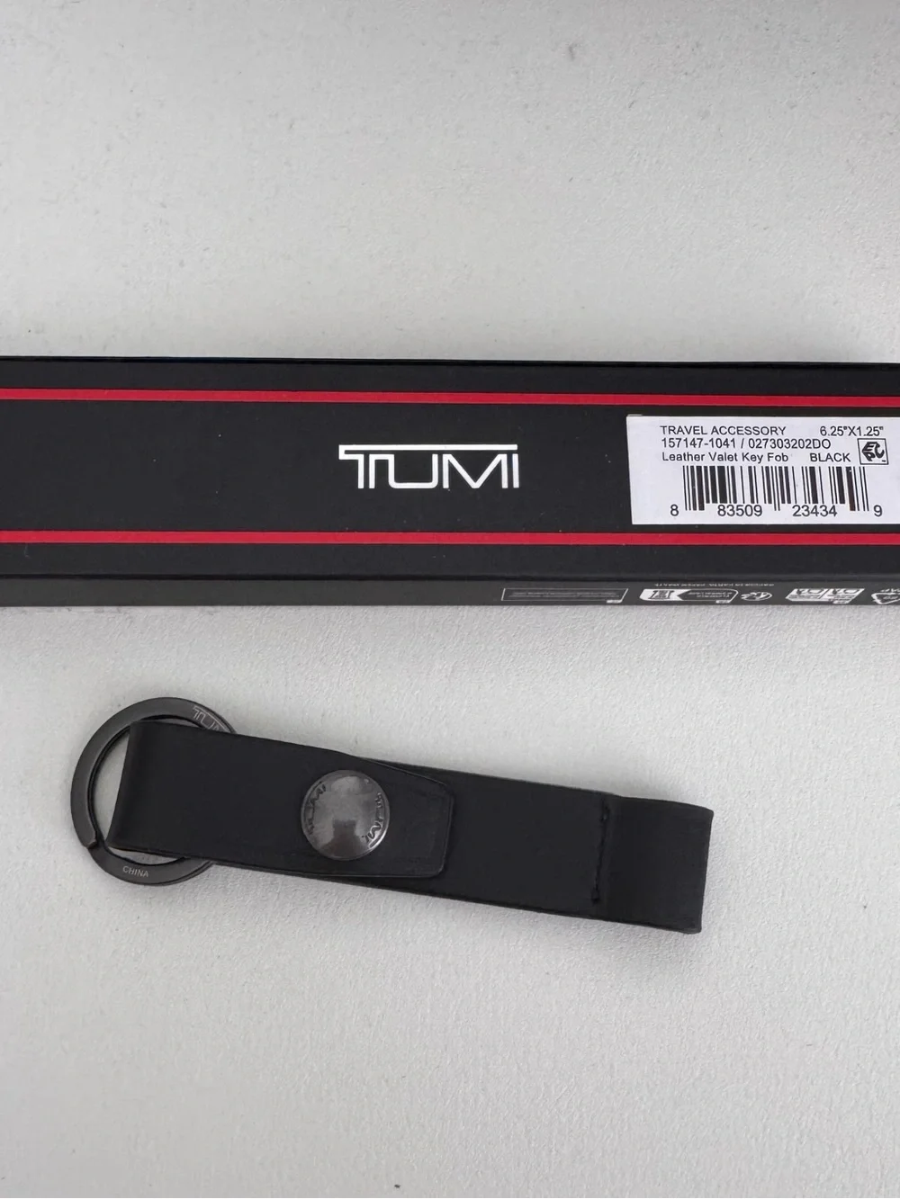 Tumi Black Leather Valet Key Fob